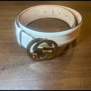 White GG gucci belt - 80 cm